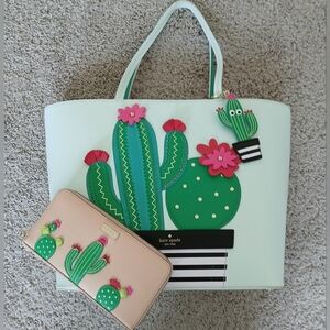 Kate Spade Cactus Tote, Wallet, and Keychain